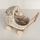 Wicker Doll Stroller for Toy Storage, Baby Shower or Nursery Decor