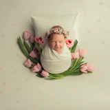 Valentine’s Day Newborn Photography Props Set with Hearts – Fabric Backdrop, Pillow, Layers, Sleep Hat