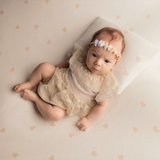 Valentine’s Day Newborn Photography Props Set with Hearts – Fabric Backdrop, Pillow, Layers, Sleep Hat