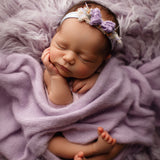 Angora Wool Newborn Knit Wrap and Bonnet