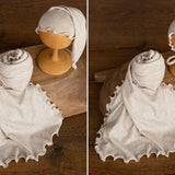 Melange Jersey Fabric Newborn Ruffle Wrap Set – with Bonnet & Sleep Hat