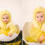 Baby Easter Chicken Outfit: Romper, Hat, Socks and Skirt