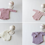 Boucle Crochet Newborn Girl Romper with Headband
