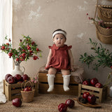 Baby Girl Linen Romper Dress with Peter Pan Collar