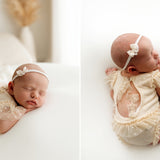 Polka Dot Newborn Girl Lace Outfit - Romper and Bonnet