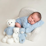 Angora Wool Cable Knit Newborn Outfit and Pom Pom Hat