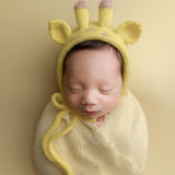 Angora Wool Knitted Newborn Animal Hat with Toy