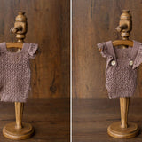 Soft Cotton Crochet Newborn Baby Girl Romper with Ruffle Wings