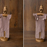 Soft Cotton Crochet Newborn Baby Girl Romper with Ruffle Wings