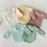 Boucle Crochet Newborn Girl Romper with Headband