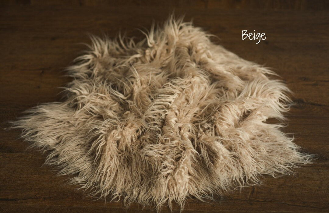 Newborn Flokati Faux Fur Rug, Newborn Photography Props, Basket Stuffer, Curly Fur Rug for Newborn Photoshoot, Flokati Rug Photo Prop