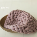 Newborn Merino Wool Nest Blanket,Round Chunky Knit Blanket,Baby Photography Basket Filler Nest Wool Roving,White Knit Blanket,Newborn braid