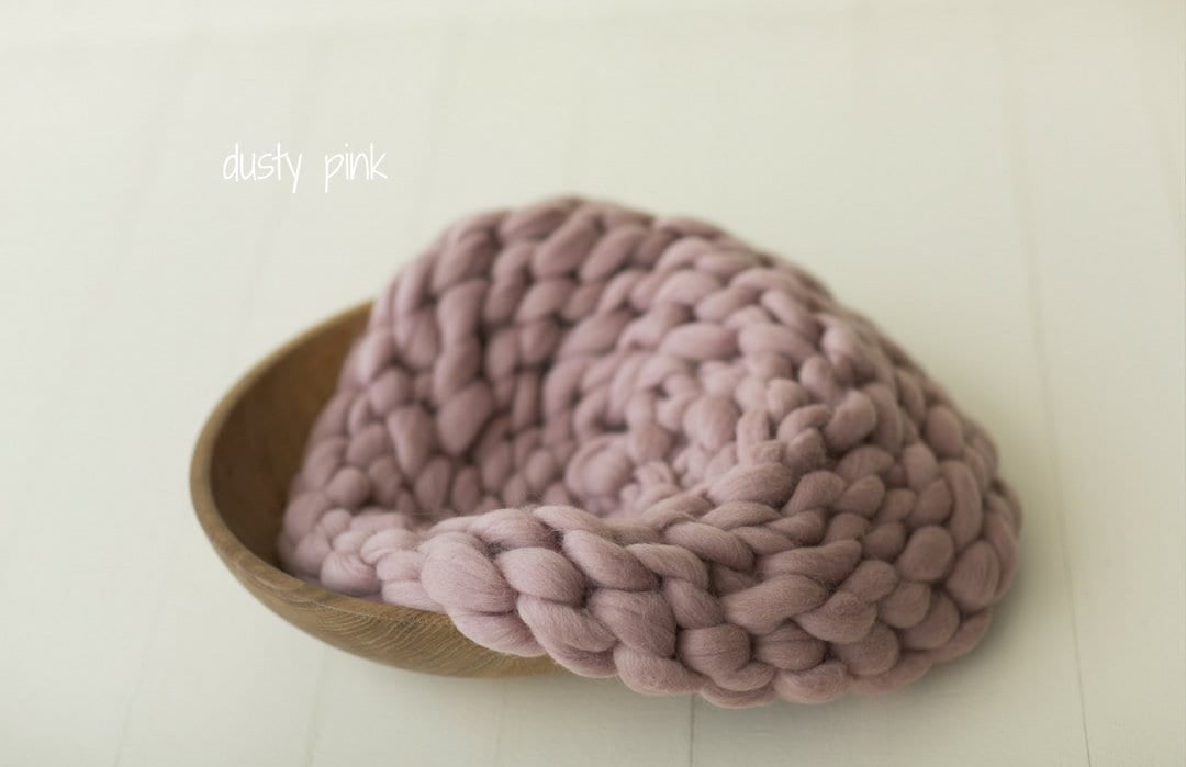 Newborn Merino Wool Nest Blanket,Round Chunky Knit Blanket,Baby Photography Basket Filler Nest Wool Roving,White Knit Blanket,Newborn braid