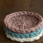 Newborn Merino Wool Nest Blanket,Round Chunky Knit Blanket,Baby Photography Basket Filler Nest Wool Roving,White Knit Blanket,Newborn braid