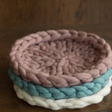Newborn Merino Wool Nest Blanket,Round Chunky Knit Blanket,Baby Photography Basket Filler Nest Wool Roving,White Knit Blanket,Newborn braid