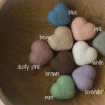 Newborn Felted Hearts Set, Newborn Valentine's heart props, Newborn photography props, Newborn felted prop, Merino wool Heart Baby props