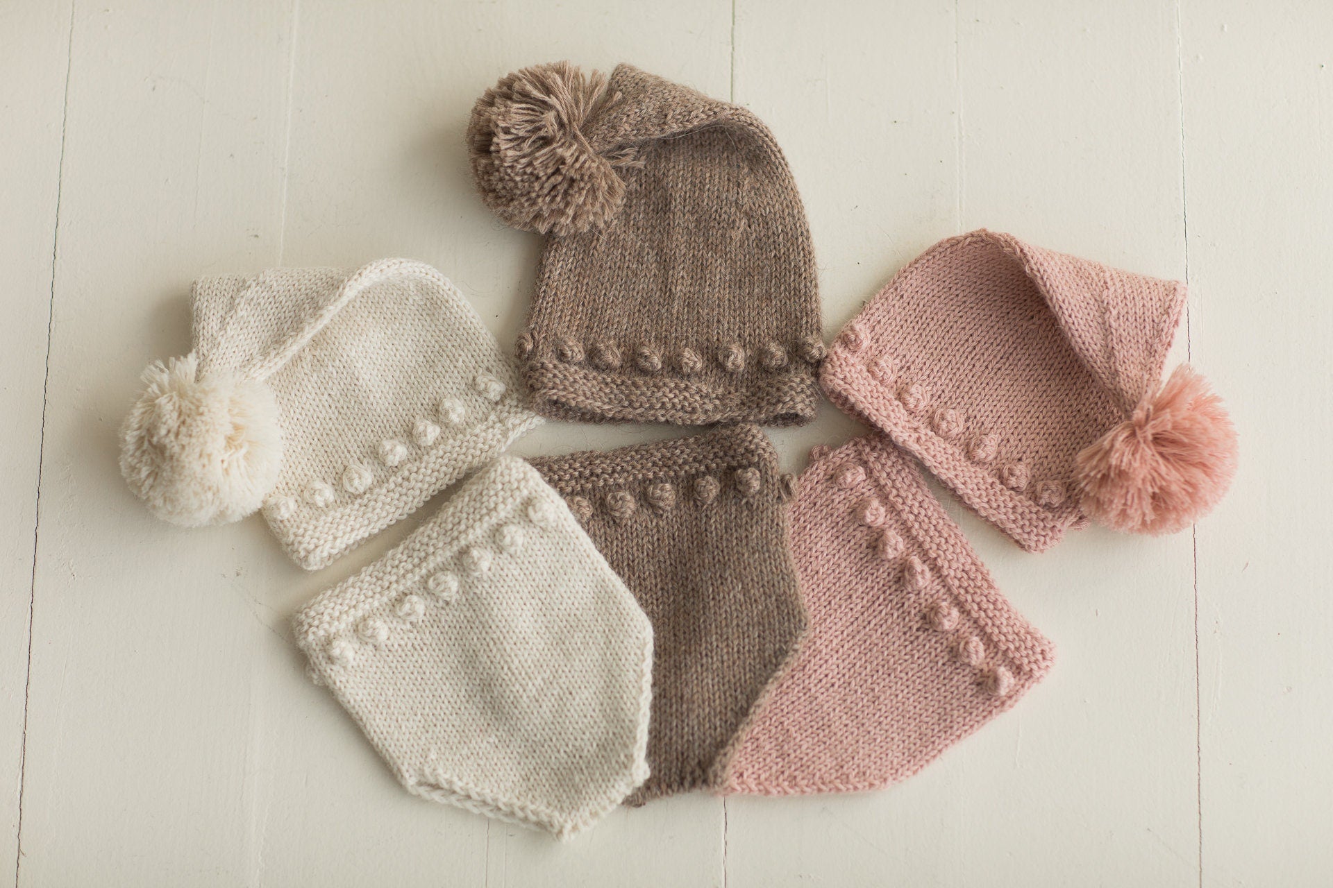 Newborn Knit Sleep Hat with Pants, Newborn Knitted Outfit, Newborn photography props, Coming Home Outfit Baby, Unisex Baby Knitted Outfit