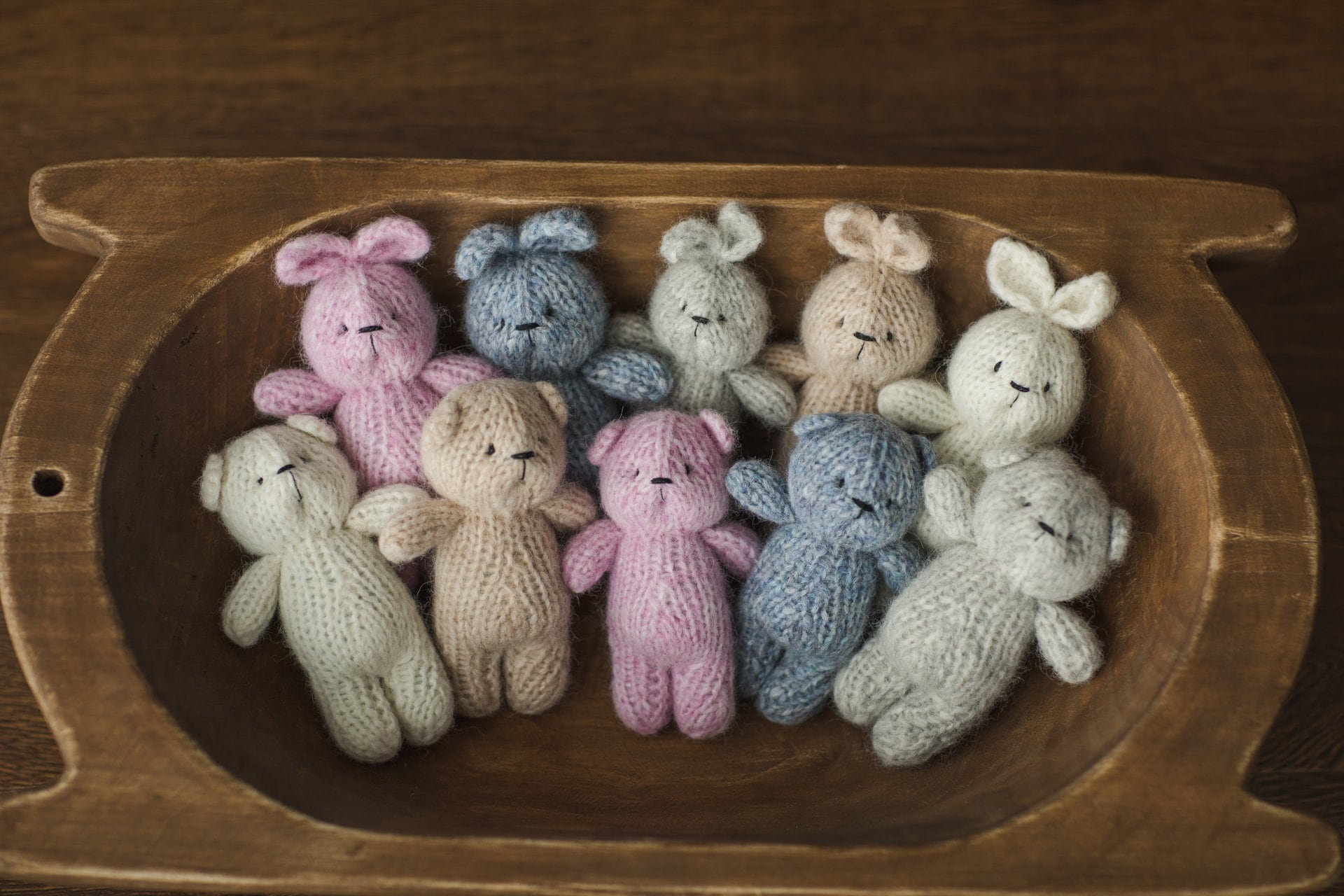 Knitted Newborn Teddy Bear and Bunny Toy for Photography, Newborn Crochet Rabbit Toy, Newborn Photography props, Easter bunny knitted toy