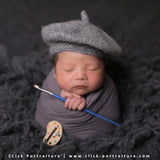 Newborn Beret Hat, Newborn French Hat, Newborn Knitted Outfit, Baby Beret with Baby Scarf, Newborn Outfit Girl, Unisex Baby Clothing Knitted