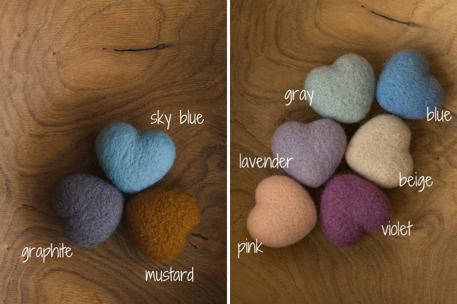 Newborn Felted Hearts Set, Newborn Valentine's heart props, Newborn photography props, Newborn felted prop, Merino wool Heart Baby props