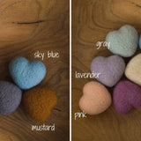 Newborn Felted Hearts Set, Newborn Valentine's heart props, Newborn photography props, Newborn felted prop, Merino wool Heart Baby props