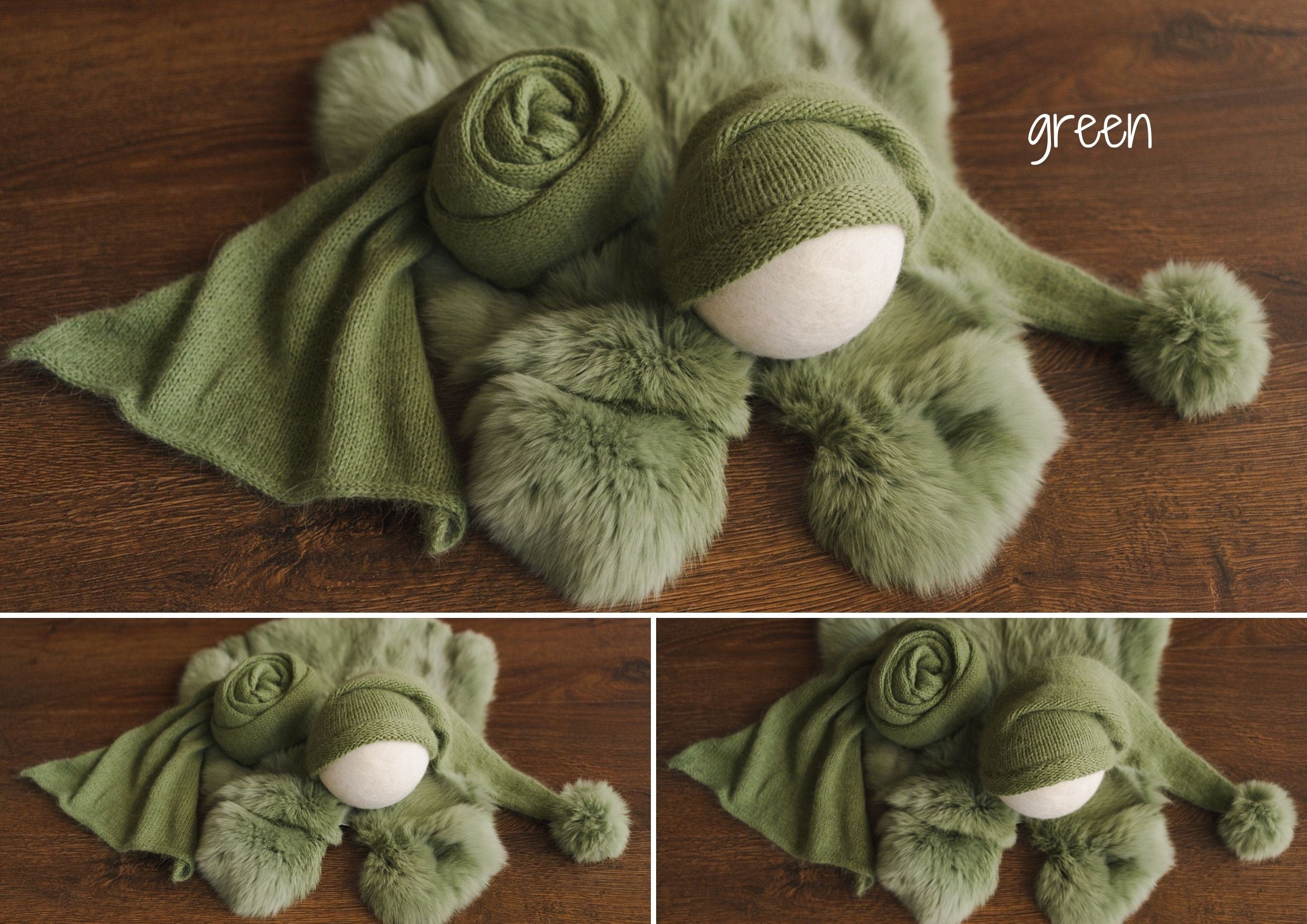 Newborn Knitted Wrap and Sleep Hat Set, Newborn Knit Sleep Hat with Pom Pom, Newborn Photography props, Newborn Wool Outfit, Newborn Fur Rug