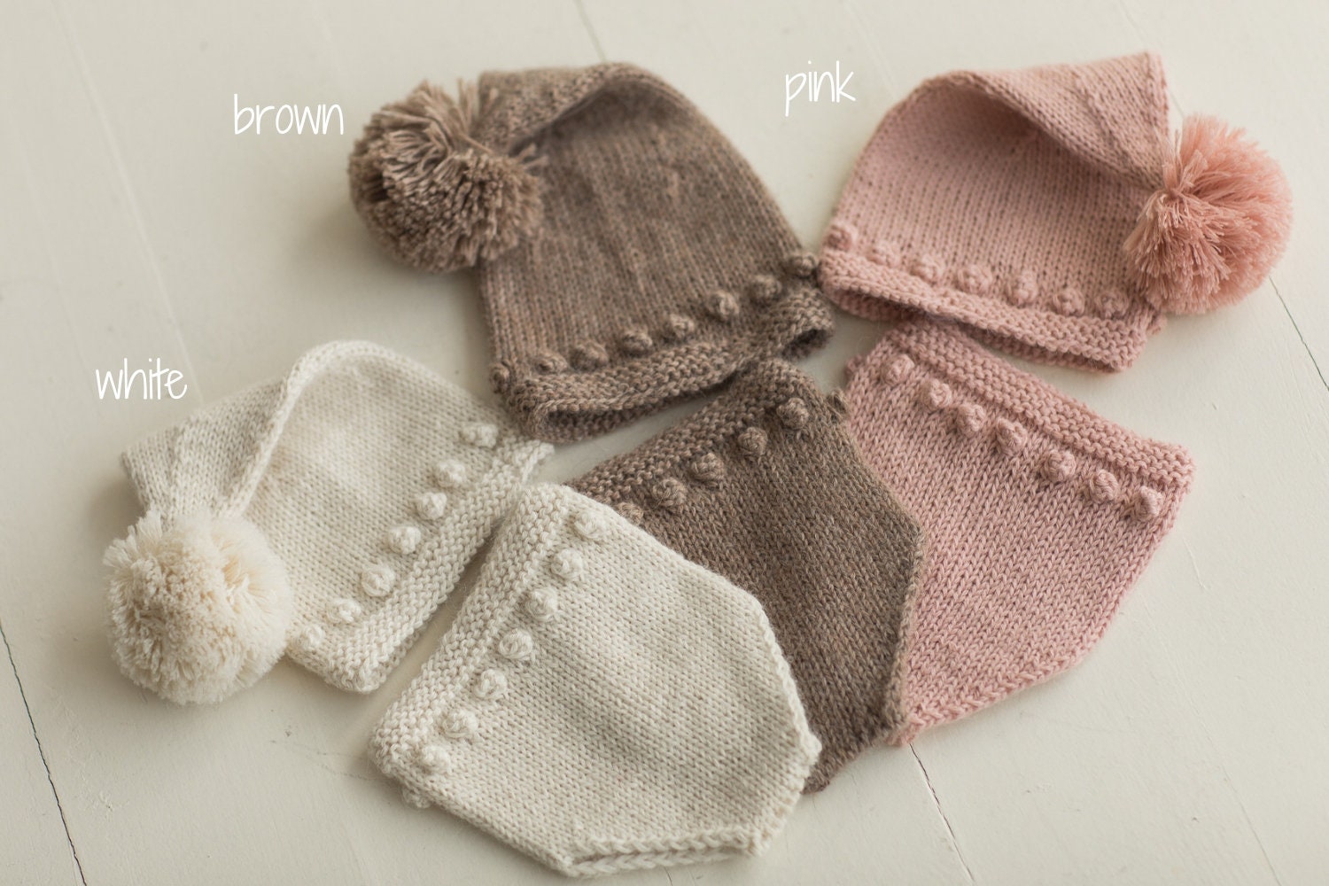 Newborn Knit Sleep Hat with Pants, Newborn Knitted Outfit, Newborn photography props, Coming Home Outfit Baby, Unisex Baby Knitted Outfit