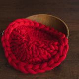 Newborn Merino Wool Nest Blanket,Round Chunky Knit Blanket,Baby Photography Basket Filler Nest Wool Roving,White Knit Blanket,Newborn braid