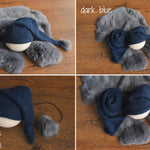 Newborn Knitted Wrap and Sleep Hat Set, Newborn Knit Sleep Hat with Pom Pom, Newborn Photography props, Newborn Wool Outfit, Newborn Fur Rug