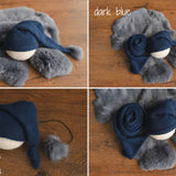 Newborn Knitted Wrap and Sleep Hat Set, Newborn Knit Sleep Hat with Pom Pom, Newborn Photography props, Newborn Wool Outfit, Newborn Fur Rug