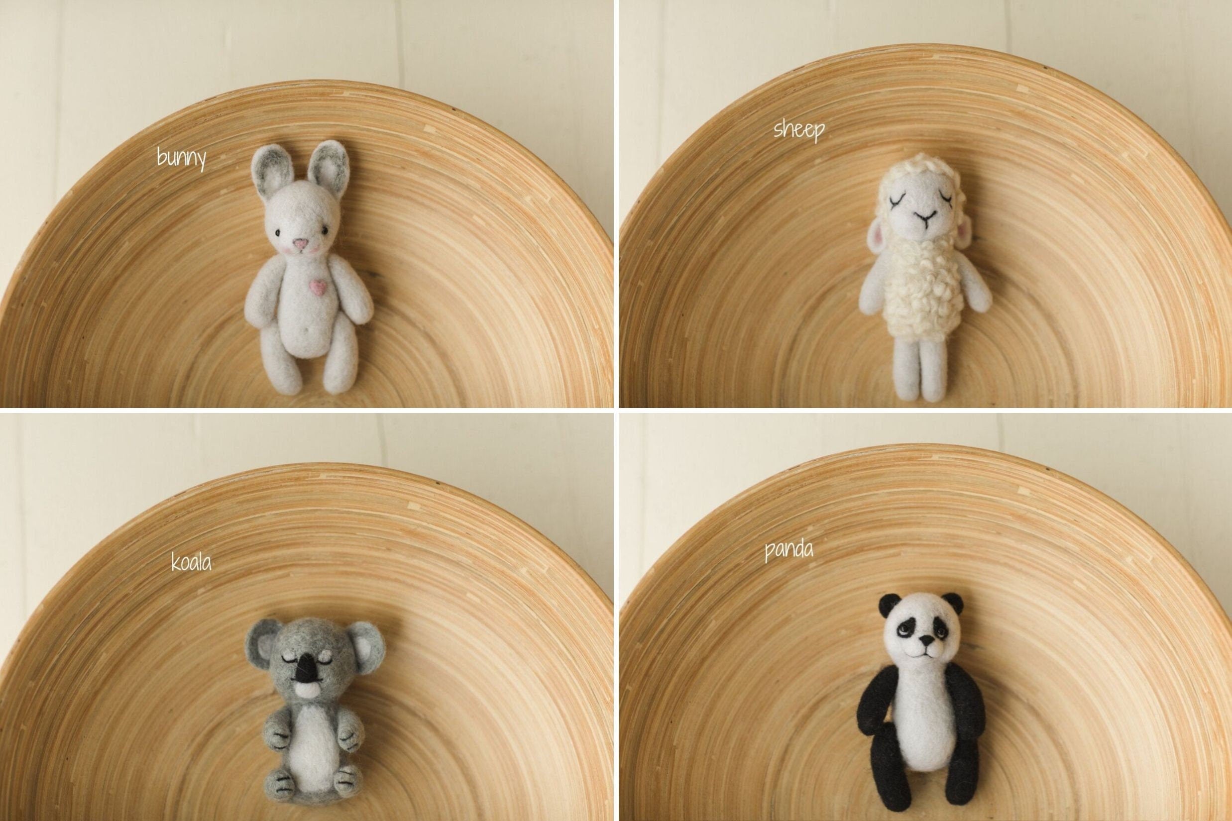 Newborn Photography Felt Toy, Felted Animals Photo Props, Felt Stuffed Teddy Bear Newborn Photo Props, Felt Bunny Newborn photography props