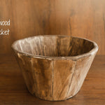 Vintage-style pine wood bowl and bucket – newborn photo session accessory