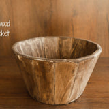 Vintage-style pine wood bowl and bucket – newborn photo session accessory