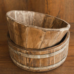 vVintage-style pine wood bowl and bucket – newborn photo session accessory