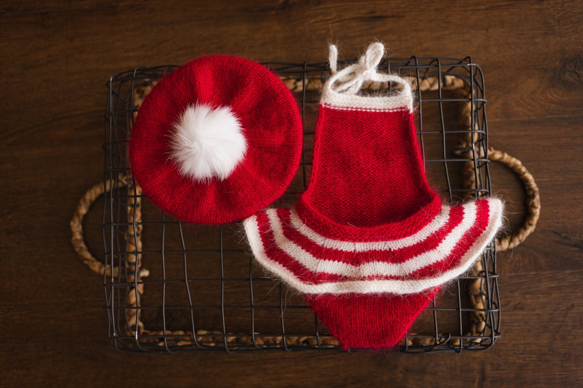 Newborn Christmas Outfit Girl, Newborn Christmas Romper, Newborn Girl Outfit, Newborn Beret French Hat, Newborn Photography Props