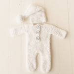 Fluffy Knitted Snowman Outfit with Toy: Newborn Christmas Photography Prop