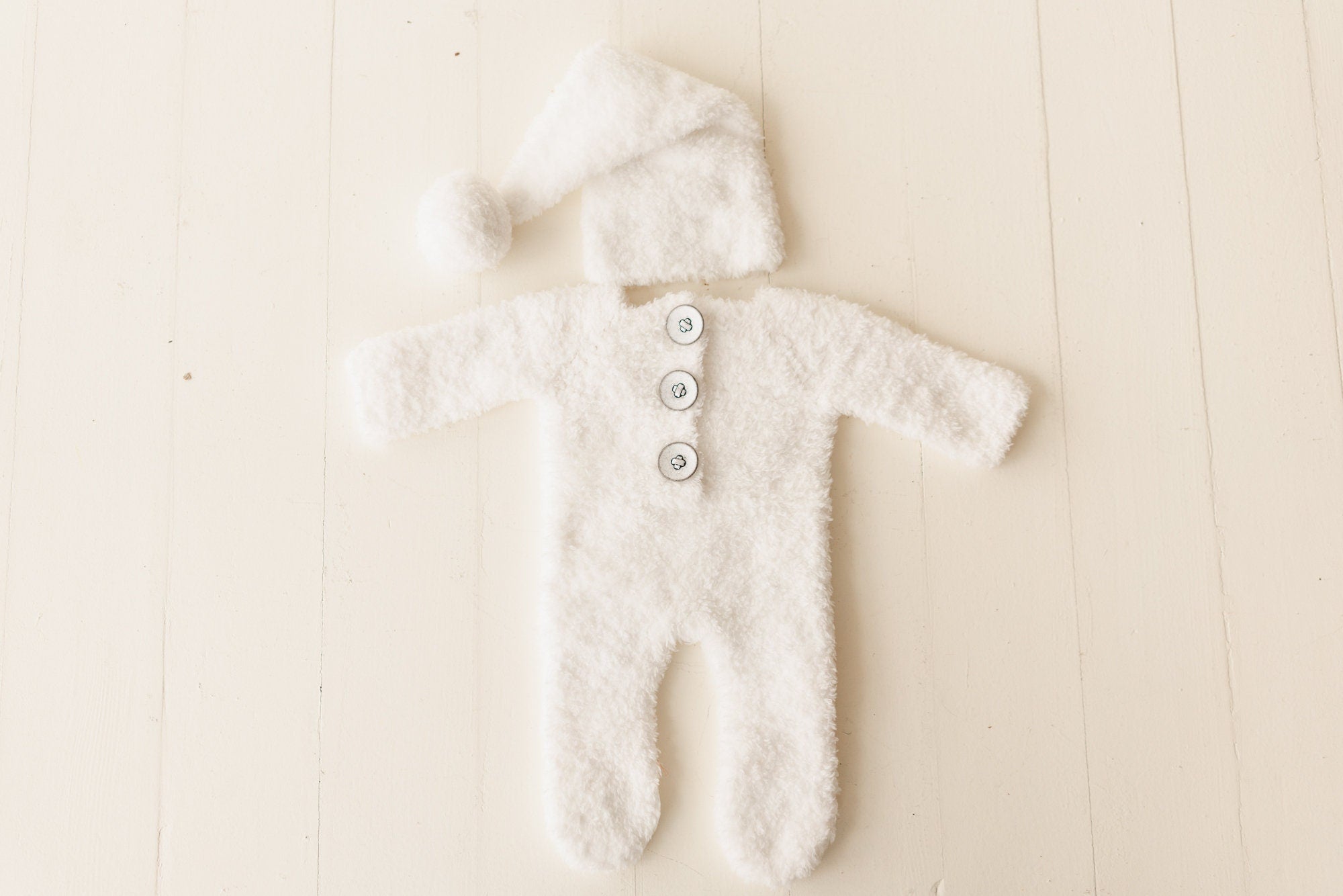 Fluffy Knitted Snowman Outfit with Toy: Newborn Christmas Photography Prop
