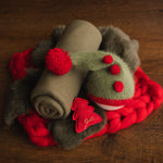 Newborn Christmas Photo Prop Set, Newborn New Year Set, Newborn Photography Prop Set, Newborn Merino wool blanket, Newborn Santa Claus Hat