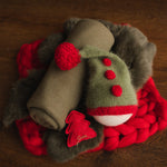 Newborn Christmas Photo Prop Set, Newborn New Year Set, Newborn Photography Prop Set, Newborn Merino wool blanket, Newborn Santa Claus Hat