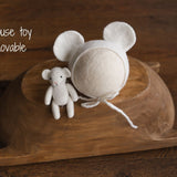 Newborn Photography Felt Toy, Felted Animals Photo Props, Felt Stuffed Teddy Bear Newborn Photo Props, Felt Bunny Newborn photography props