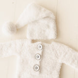 Fluffy Knitted Snowman Outfit with Toy: Newborn Christmas Photography Prop