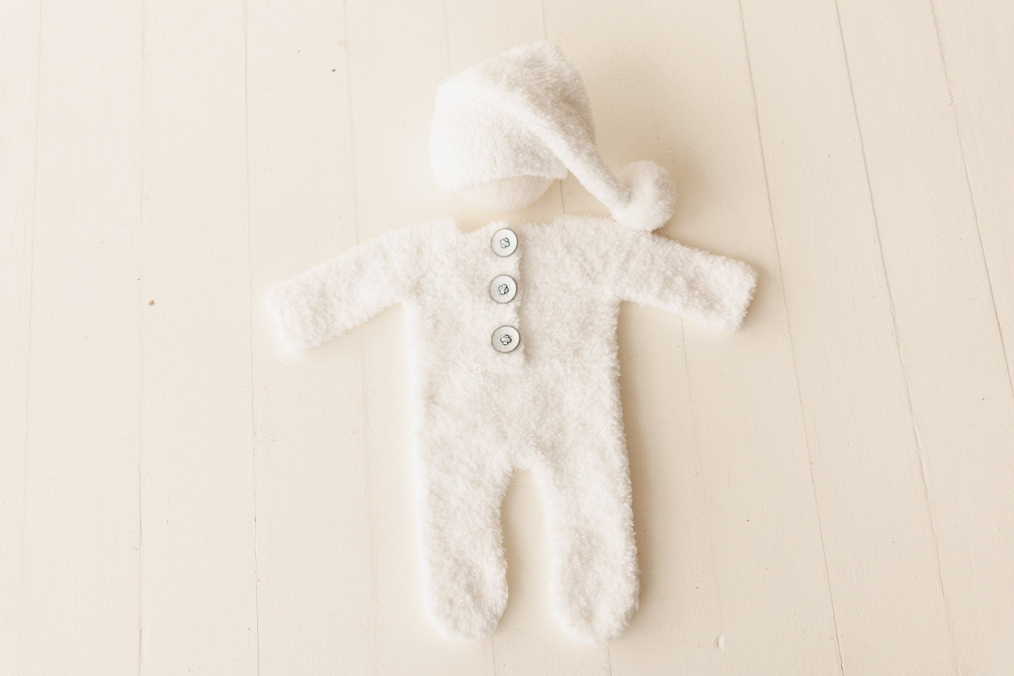 Fluffy Knitted Snowman Outfit with Toy: Newborn Christmas Photography Prop
