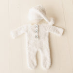 Fluffy Knitted Snowman Outfit with Toy: Newborn Christmas Photography Prop