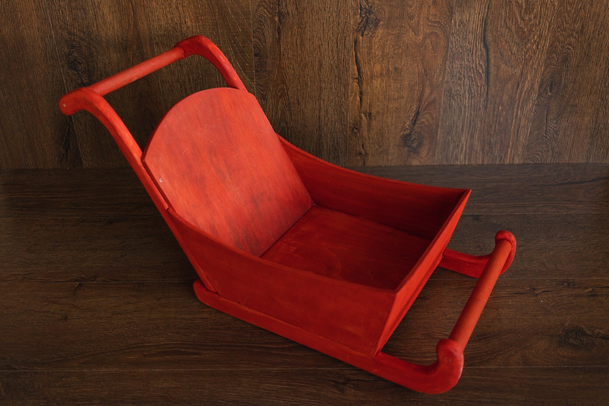 Newborn Wooden Sleigh, Newborn Red Sled, Newborn Sleigh Photo Prop, Newborn Photography Props, Christmas Newborn Photo Props