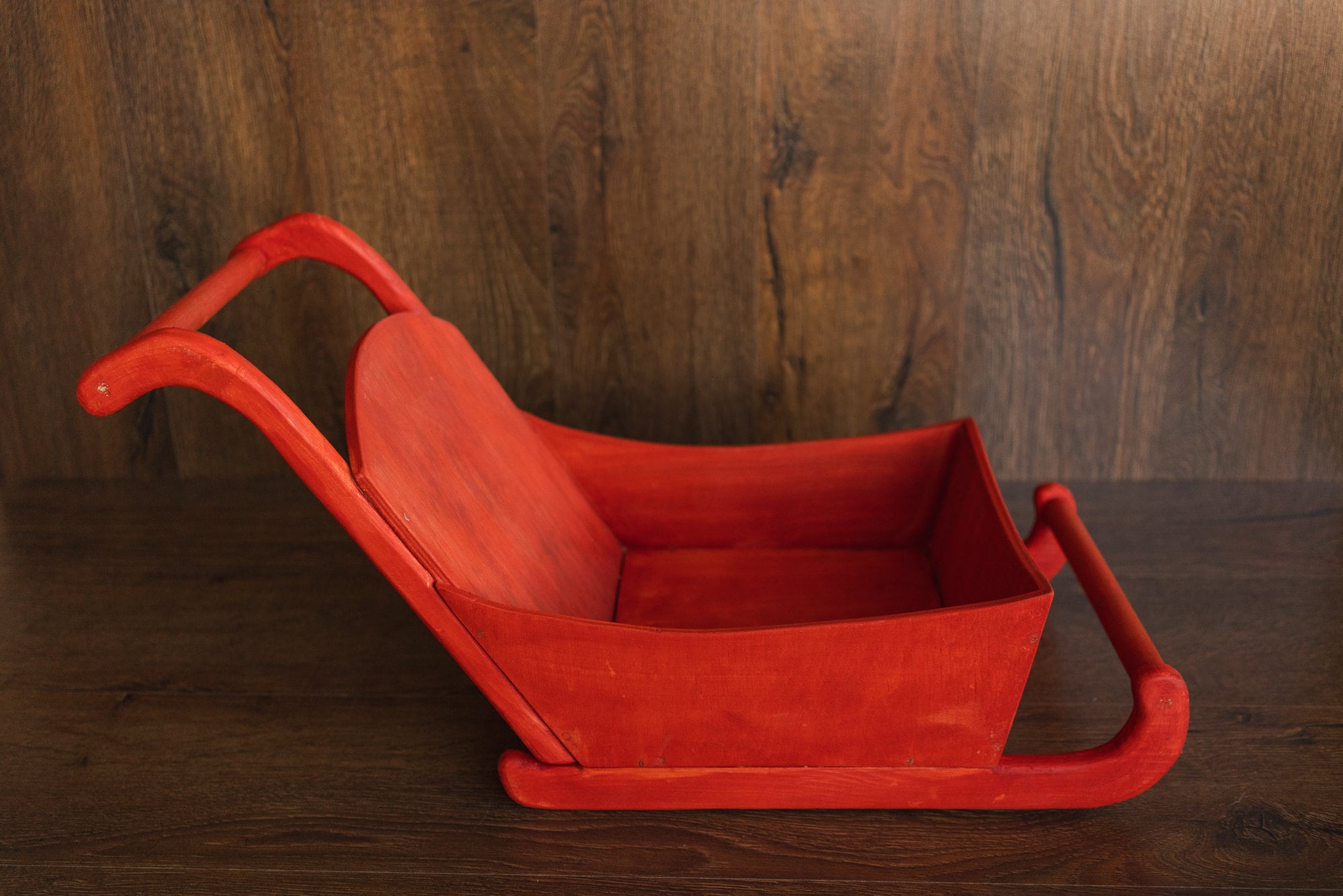 Newborn Wooden Sleigh, Newborn Red Sled, Newborn Sleigh Photo Prop, Newborn Photography Props, Christmas Newborn Photo Props