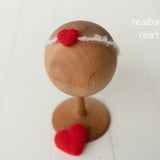 Rainbow Felted Heart Toy, Rainbow Felted Wool Headband, Newborn photography prop, Newborn Rainbow photo props, Newborn Rainbow Heart Props