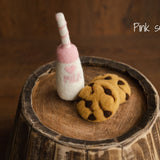 Newborn Felt Milk and Cookies Photo Props, Xmas Felted Milk with Sweeties, Newborn Felted Toys, Newborn Photography Props,Cookies Milk Props