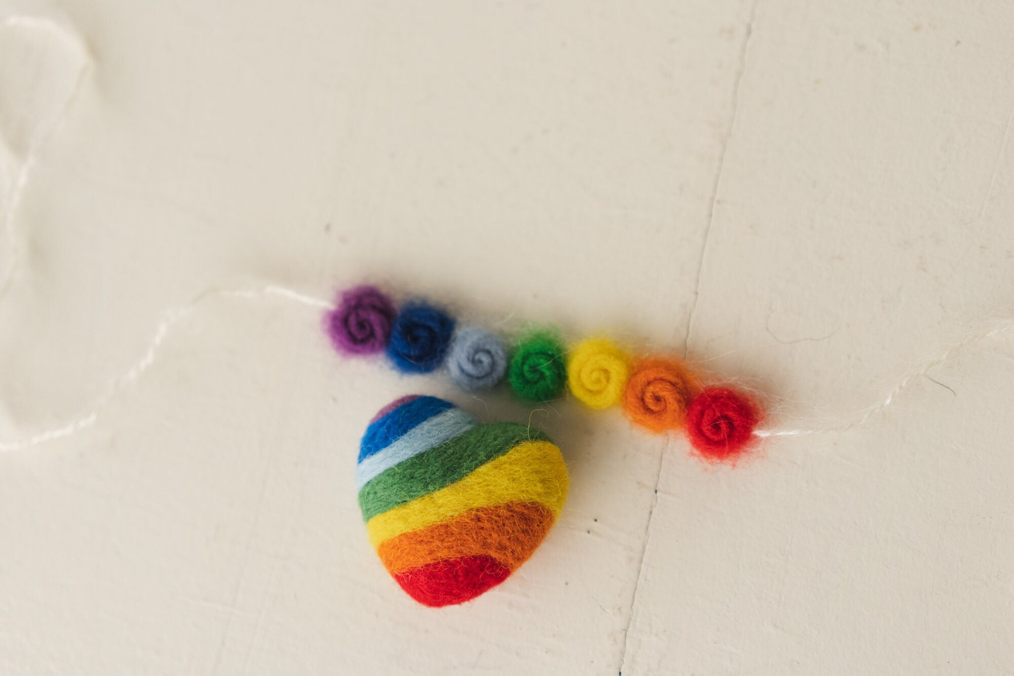 Rainbow Felted Heart Toy, Rainbow Felted Wool Headband, Newborn photography prop, Newborn Rainbow photo props, Newborn Rainbow Heart Props