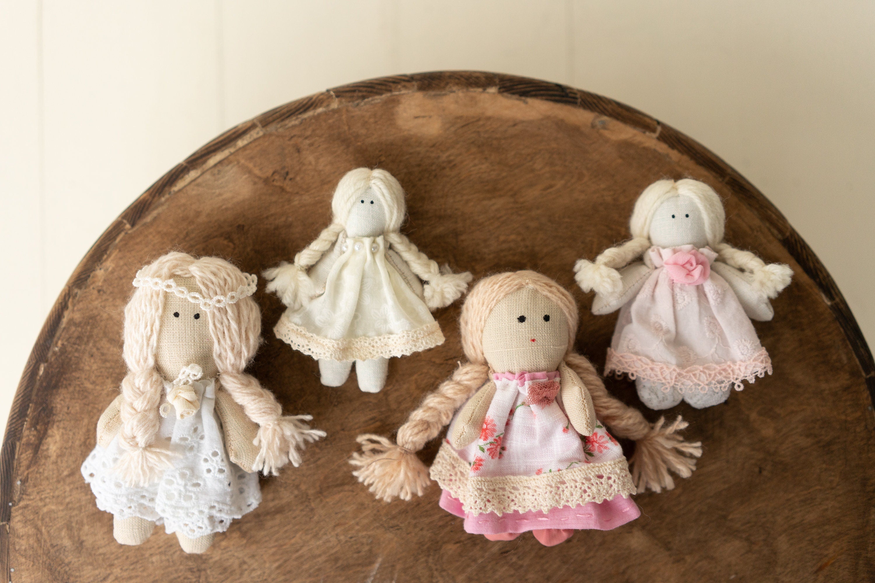 Newborn Girl Small Doll Toy, Fabric Doll for Baby, Fabric Dolls Handmade, Newborn Photography Props, Sitters Photography Props