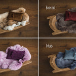 Newborn Velvet Pillow and Fur Set, Velvet Newborn Headband Girl, Newborn Rabbit Fur, Newborn Photography Props Set, Newborn Posing Pillow